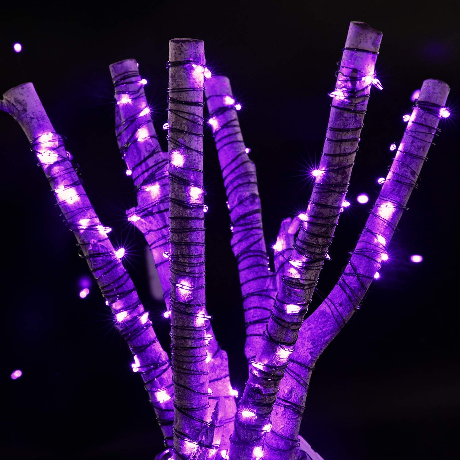 Skiennix Halloween Purple Fairy String Lights - 12 Pack, 7 Ft, 20 LED Battery Operated for DIY Decor