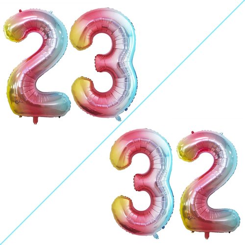 GOER Jumbo 42-Inch Number 23 Balloons - Rainbow Foil Helium Decorations for 23rd Birthday Party