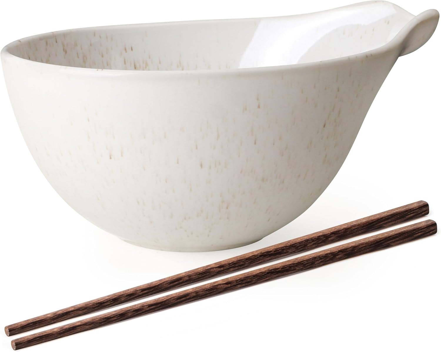 Artena Ramen Bowl Set - 42oz Ceramic Noodle Bowl with Chopsticks | Large Deep Soup & Pasta Bowl - White Gourd Design