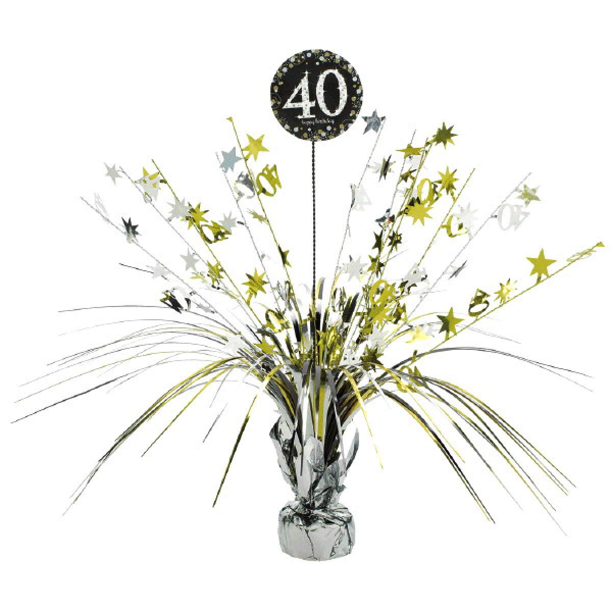 Sparkling Celebration Spray Centerpiece (18") - Pack of 6 | Gold, Silver & Black Foil Party Table Decor | Perfect for Milestone Birthdays, Anniversaries & Special Occasions, 60th