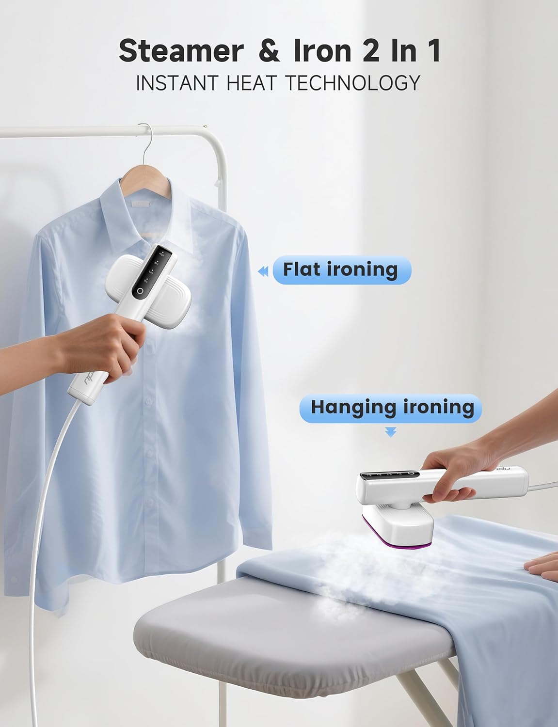 Skiennix Travel Steamer - Portable Handheld Clothing Wrinkle Remover - 1200W Power, 100ml Capacity