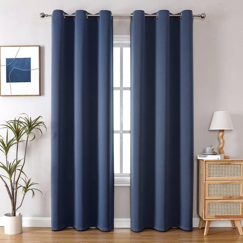 ChrisDowa Grommet Blackout Curtains - Thermal Insulated Room Darkening Panels, Stone Blue, 42W x 84L