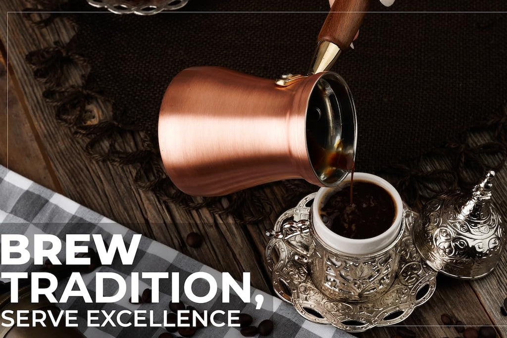 DEMMEX Turkish Coffee Pot – 1mm Thick Brushed Copper Cezve, Ibrik, Briki, Stovetop Greek Arabic Coffee Server, 100% Handmade in Turkey, 15 fl oz, Serves 6