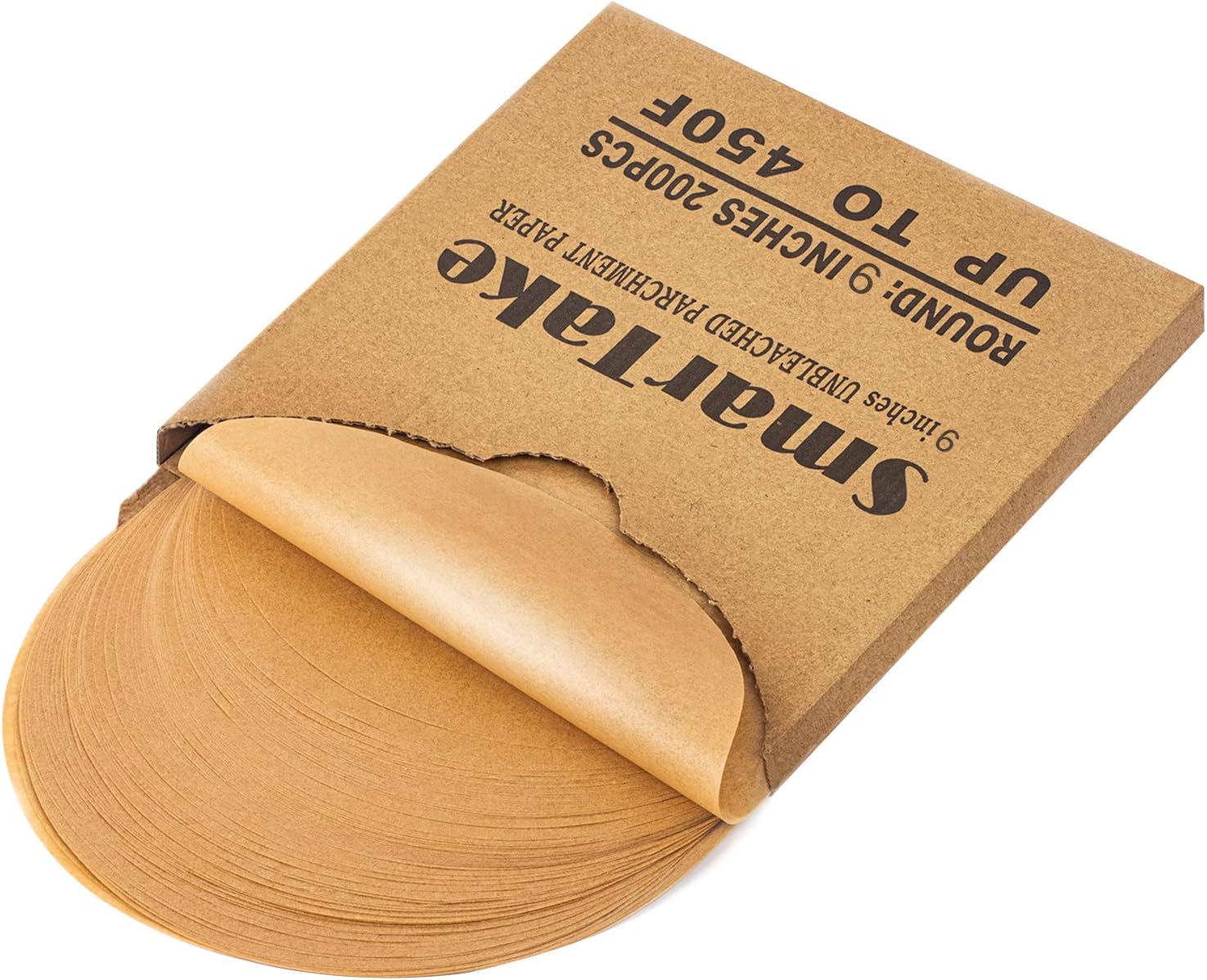 SMARTAKE Unbleached Parchment Paper Baking Sheets - 200 Pcs Round, 9 Inches Non-Stick for Baking & Grilling