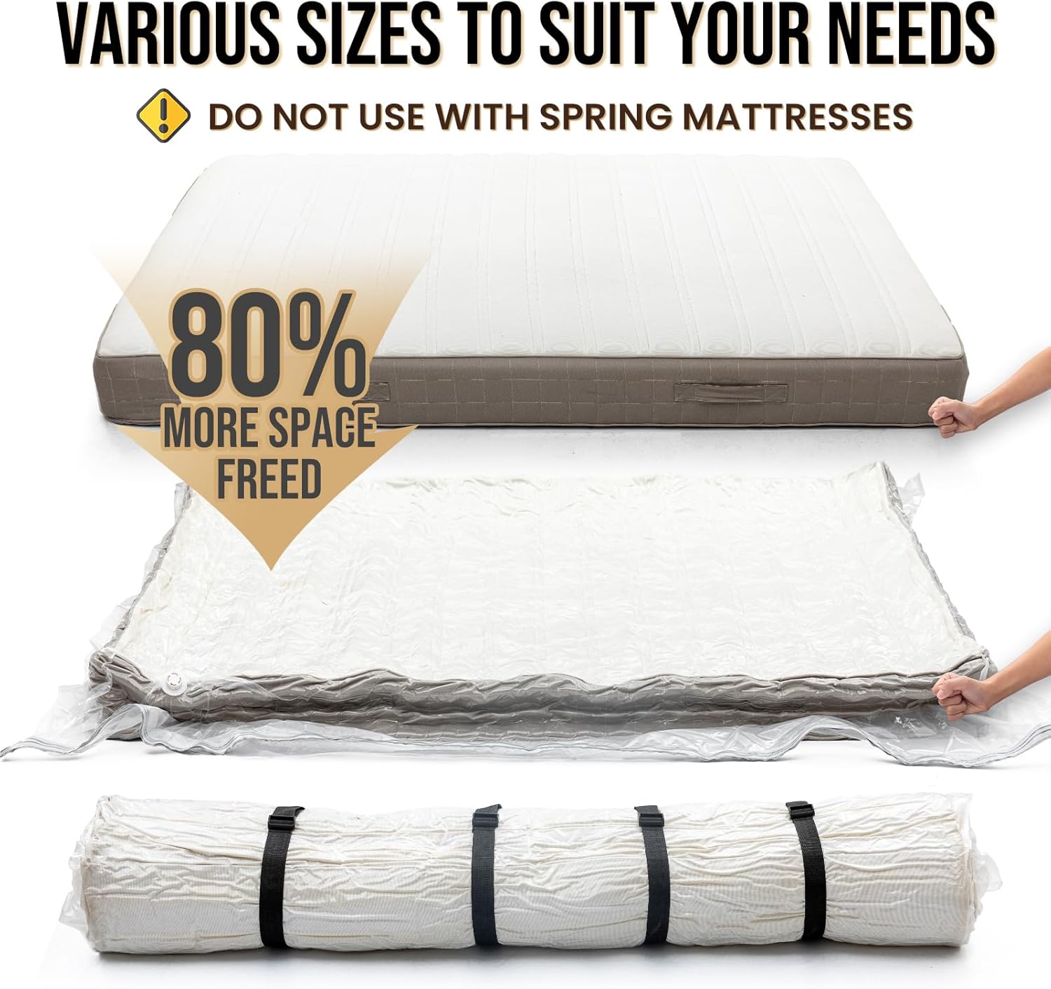 TAILI Mattress Vacuum Storage Bag - King/California King with 4 Straps for Easy Transport & Storage