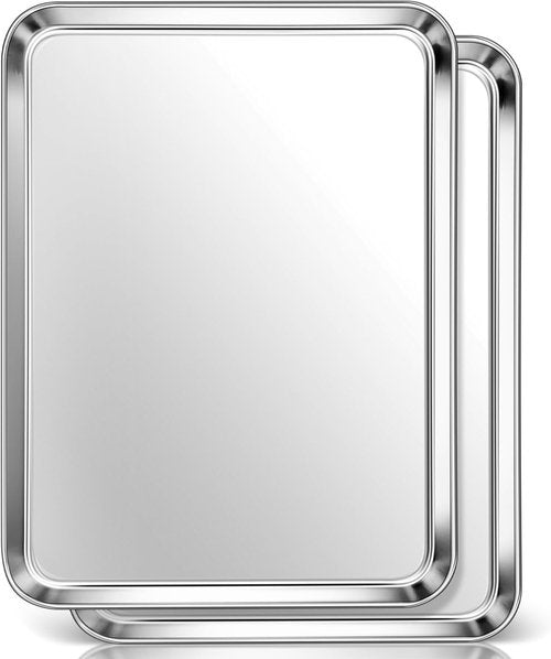 Homikit Baking Sheet Set - 2 Pack 18” x 13” Stainless Steel Cookie Pans | Heavy Duty, Nonstick & Dishwasher Safe