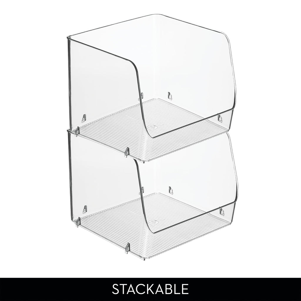 iDesign Open-Front Storage Bin - All-Purpose Bin for Kitchen, Bathroom, or Office - Clear - Made in USA