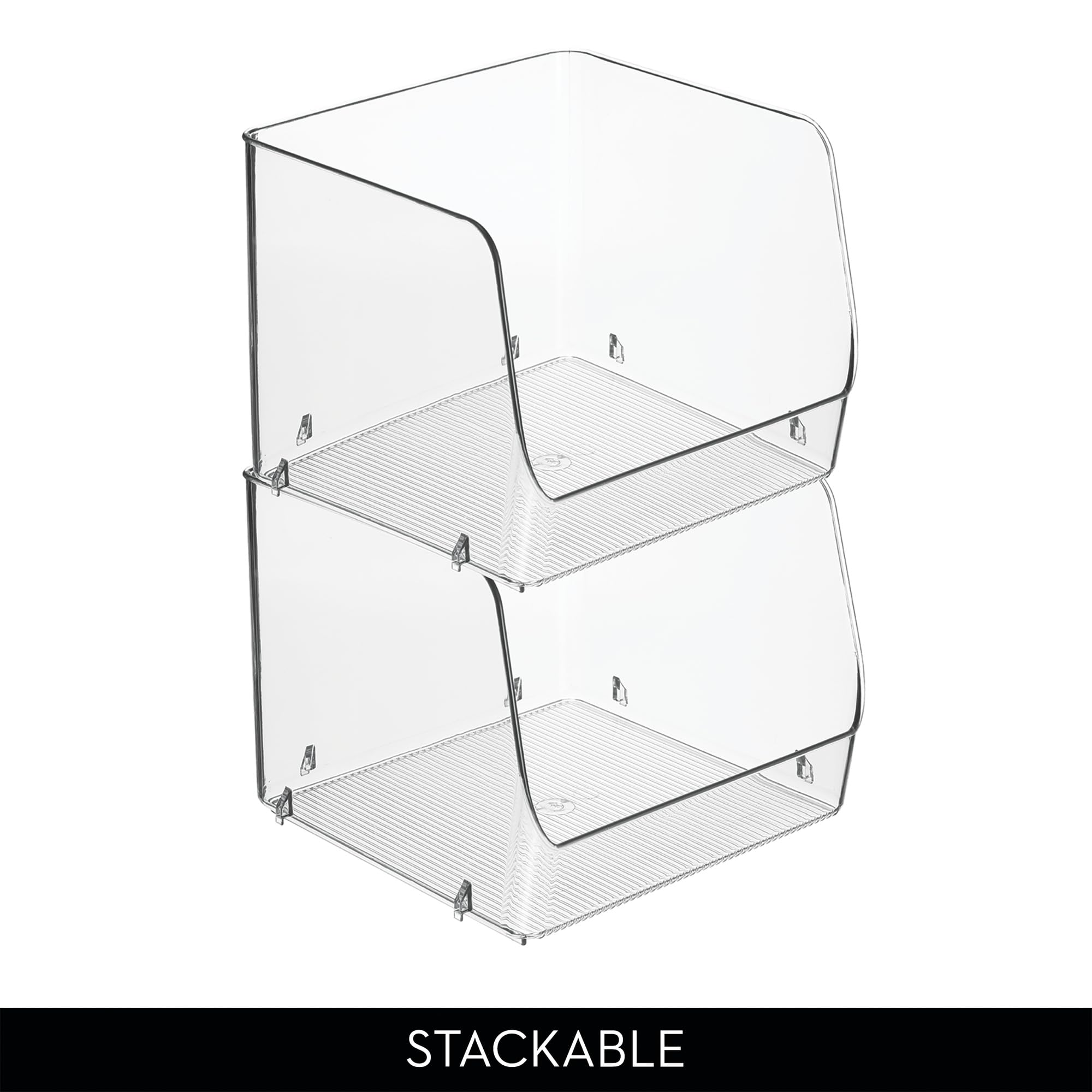 iDesign Open-Front Storage Bin - All-Purpose Bin for Kitchen, Bathroom, or Office - Clear - Made in USA