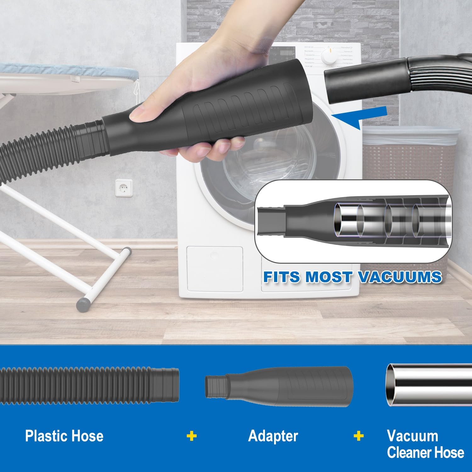 PetOde Dryer Vent Cleaner Kit - Efficient Lint Remover Vacuum Hose Attachment | Black