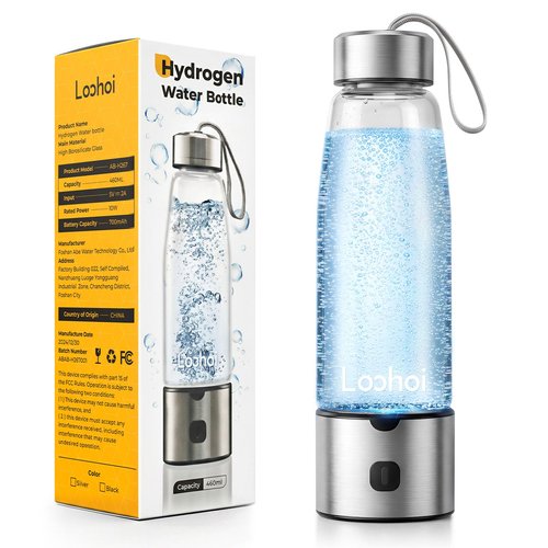 LOOHOI Hydrogen Water Bottle, Upgraded Hydrogen Generator with SPE/PEM Tech,16oz Portable Hydrogen-Rich Water Maker,Fast Hydrogen Production,Rechargeable Health Water Cup for Home Office Travel