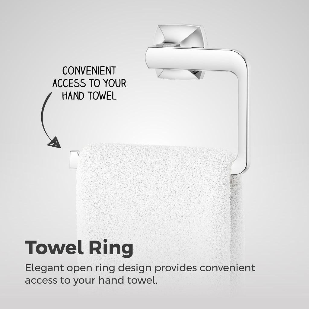 Pfister Vaneri Towel Ring, Hand Towel Holder for Bathroom, Wall-Mounted, Screw-in, Polished Chrome Finish, BRBVRI0C