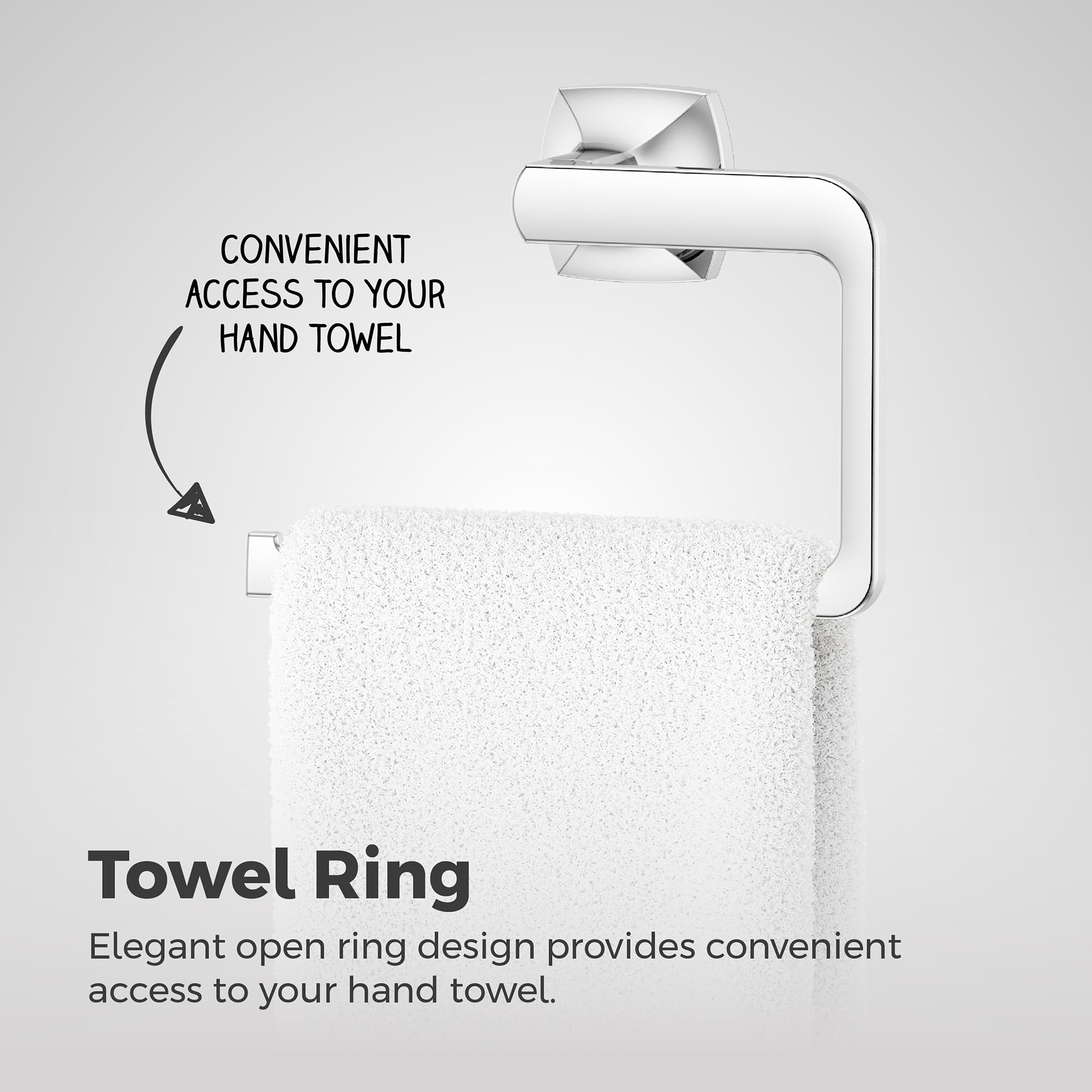 Pfister Vaneri Towel Ring, Hand Towel Holder for Bathroom, Wall-Mounted, Screw-in, Polished Chrome Finish, BRBVRI0C