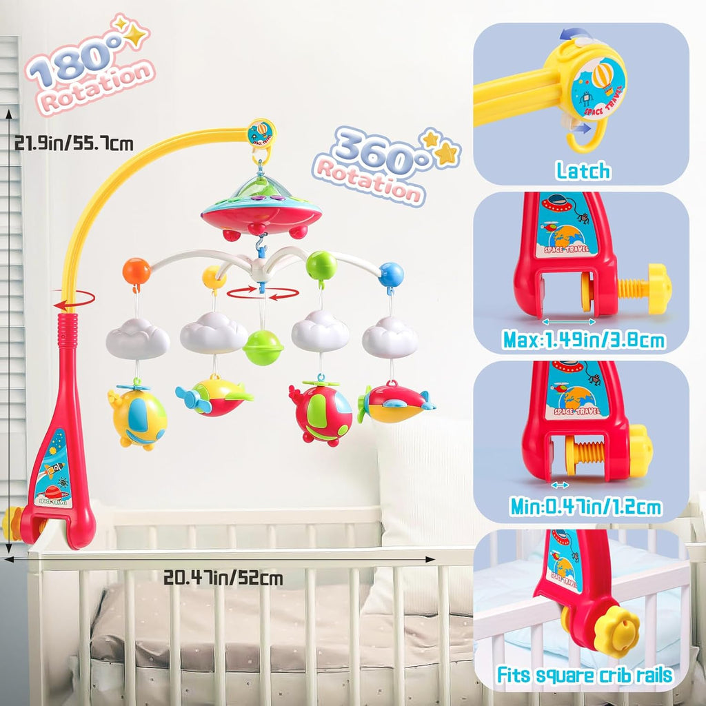Skiennix Baby Musical Crib Mobile - Remote Control, Lights & Projector | 108 Melodies for Newborns 0-24 Months
