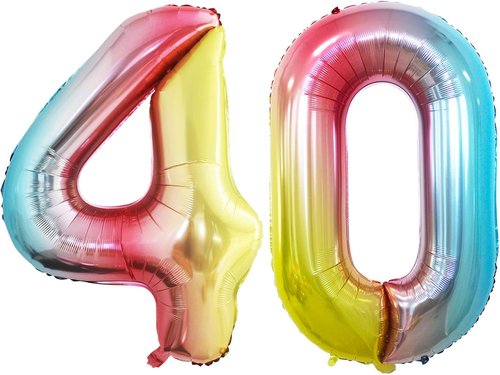GOER Jumbo 40 Inch Rainbow Foil Balloons - Perfect for 40th Birthday Party Decorations