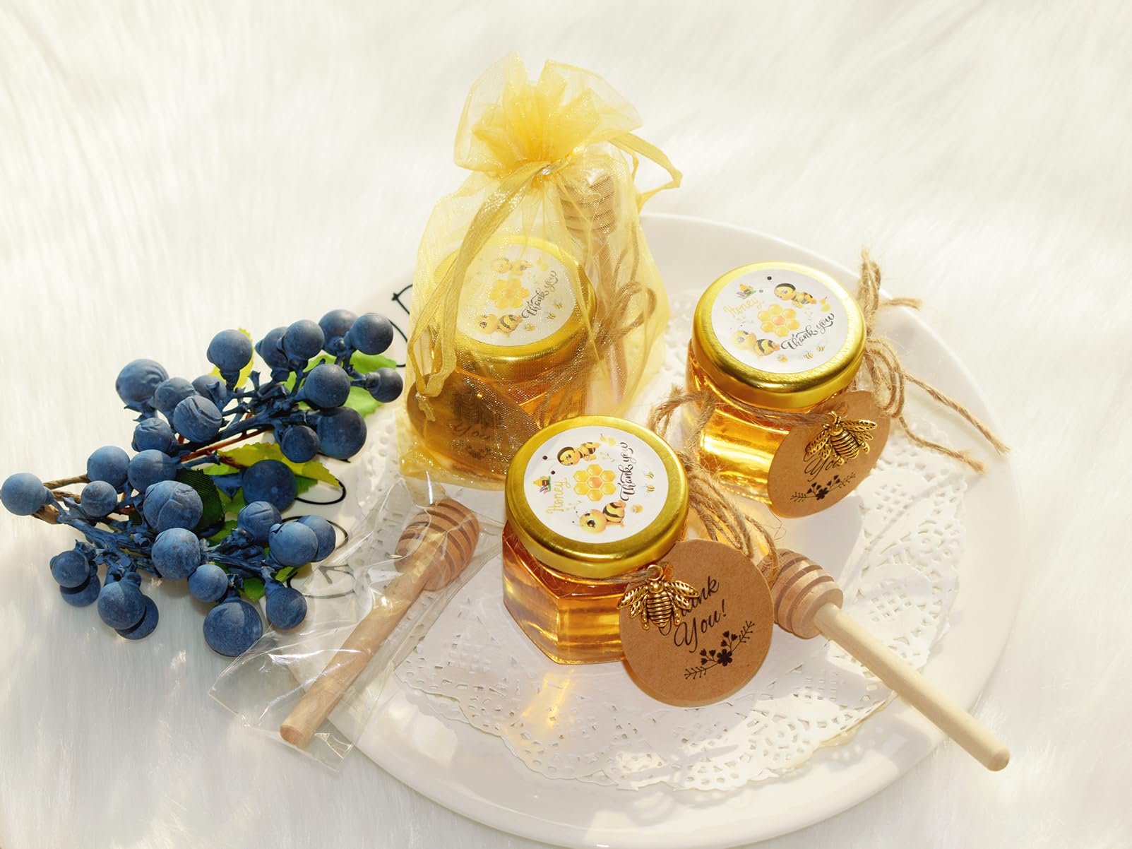 60 Pack 1.5 oz Mini Glass Honey Jars Party Favors in Bulk for Baby Shower