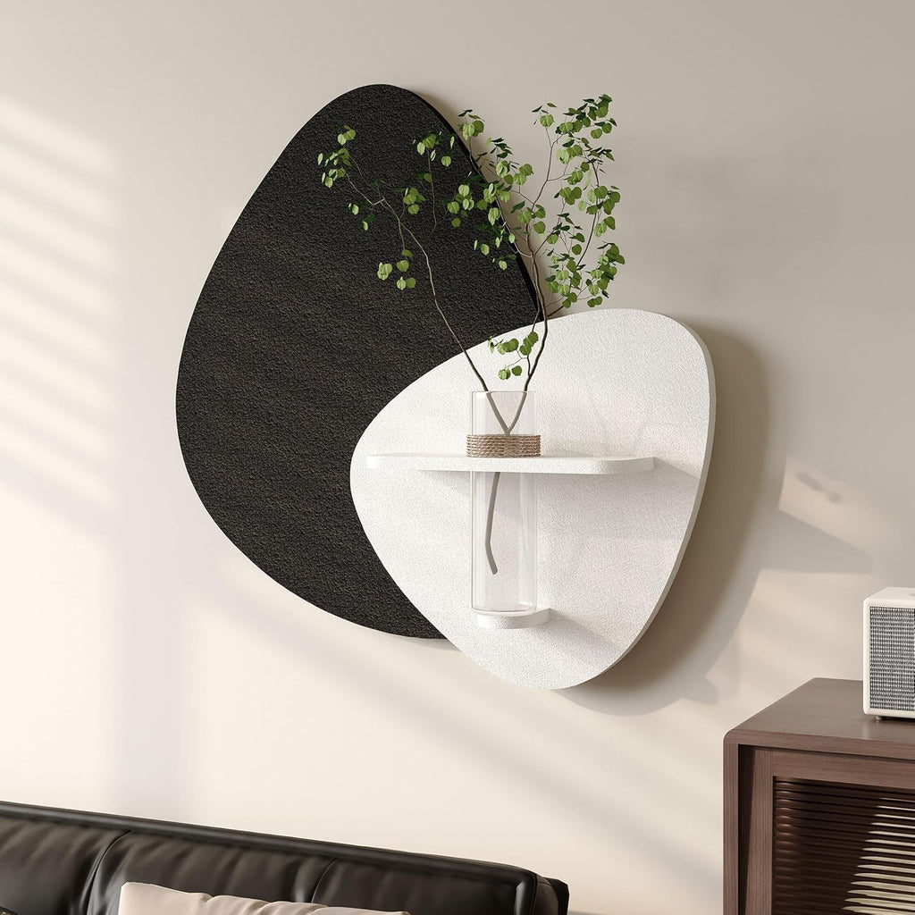 Skiennix 3D Textured Black and White Abstract Wall Art - Modern Minimalist Decor for Living Room | 24x24 In