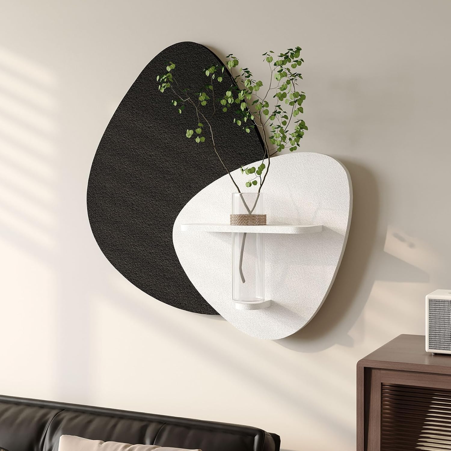 Skiennix 3D Textured Black and White Abstract Wall Art - Modern Minimalist Decor for Living Room | 24x24 In