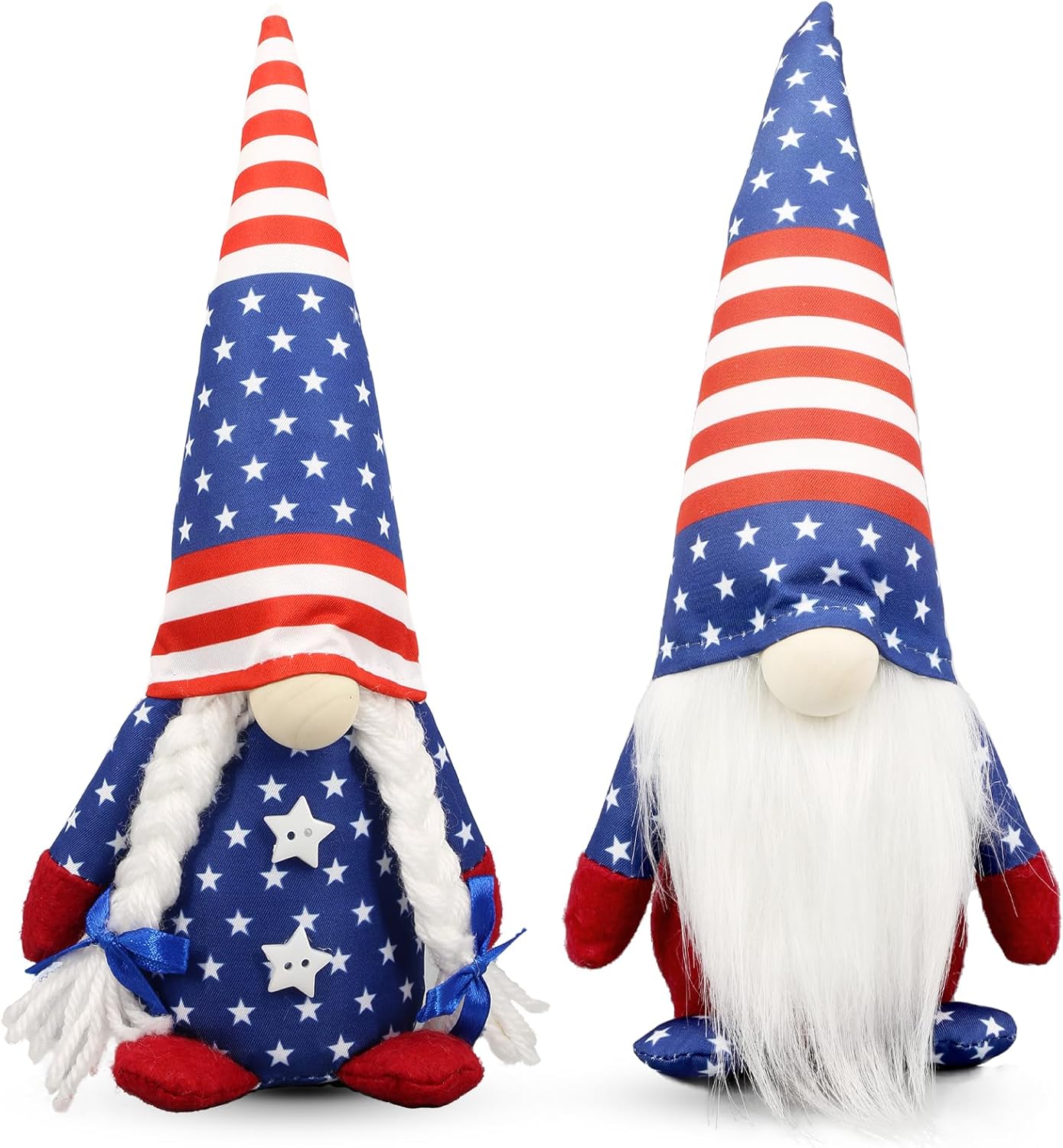 Regine Switzerland Patriotic USA Gnomes - 250th Anniversary Home Decor - Red, White & Blue Figurines for 4th of July Celebrations