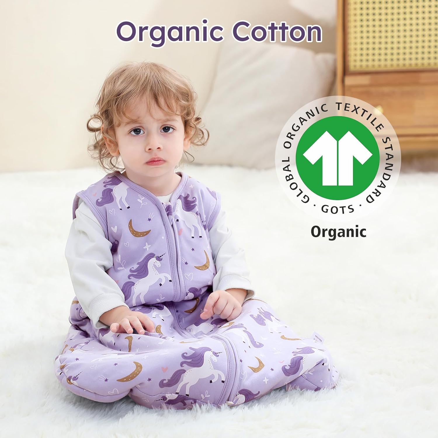 Yoofoss Baby Sleep Sack - 100% Organic Cotton Wearable Blanket for 6-12 Months | TOG 2.5, Warm & Comfy