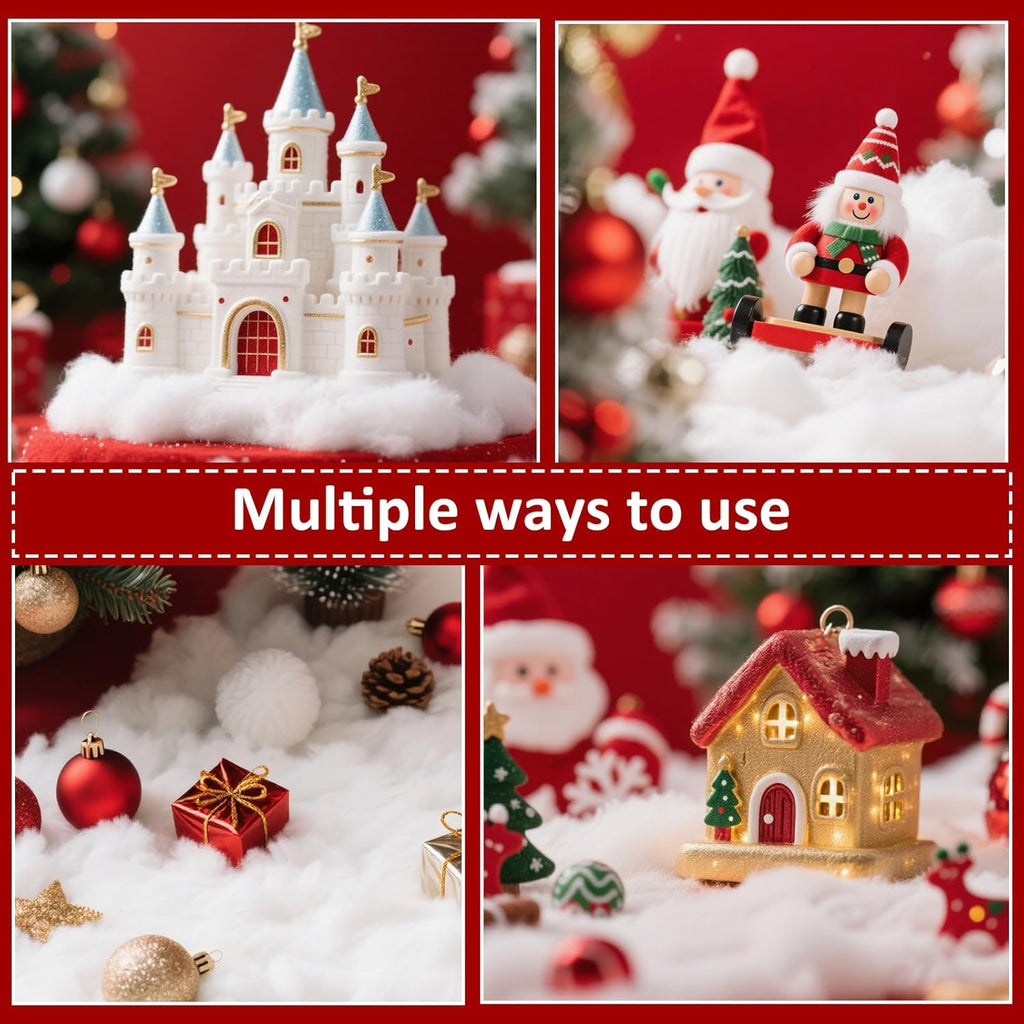 Skiennix Christmas Fake Snow Decoration - 7 Oz Fluffy White Artificial Snow for Holiday Decor | Indoor Winter Home Accent