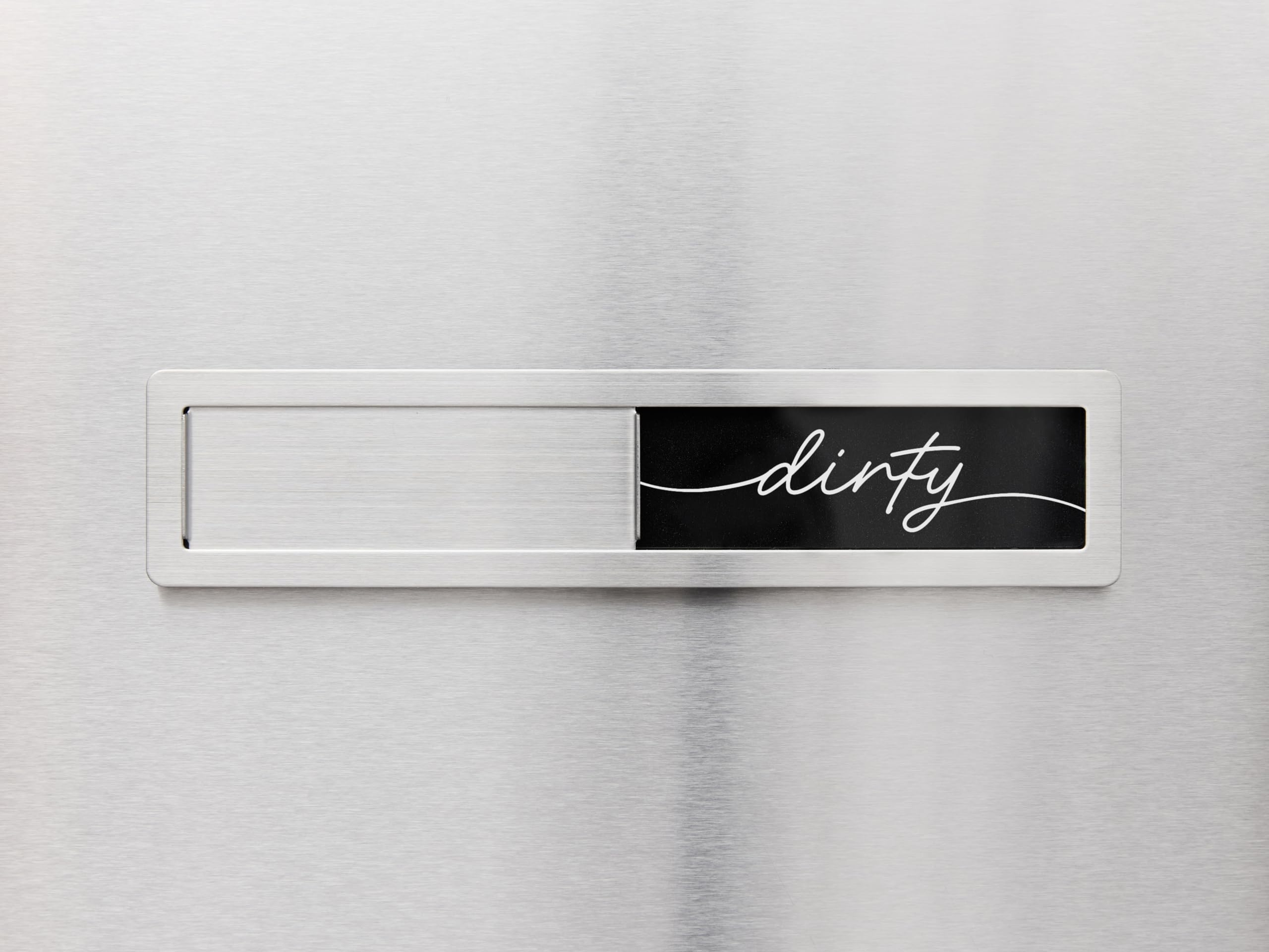 Stainless Steel Clean Dirty Magnet for Dishwasher, Black & White Script Dishwasher Magnet Clean Dirty Sign, Premium Clean/Dirty Dish Washer Magnets with Protective Backing, Rustic Kitchen Dish Sign