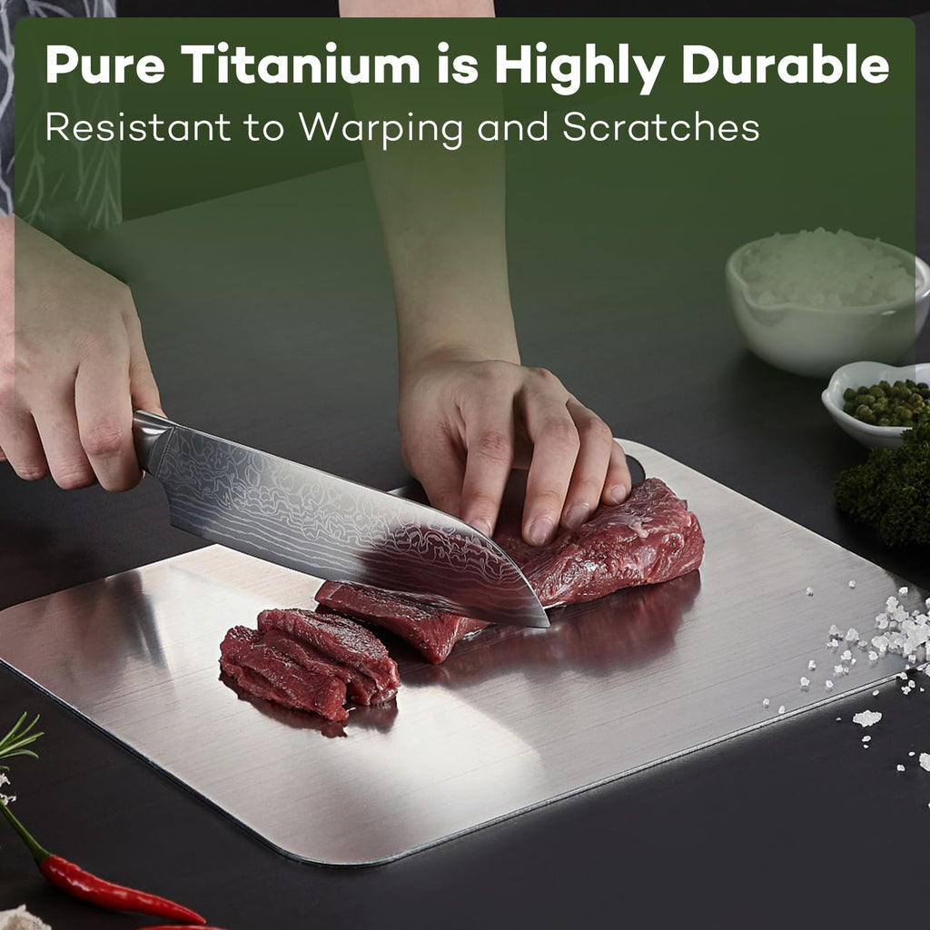 Titanium Cutting Board |100% Pure GR1 Titanium Cutting Board 0.08" Thick |Durable and Double-Sided Cutting Boards for Meat, Fruits and Vegetables | Dishwasher Safe (15" x 10" x 0.08")(Gray)