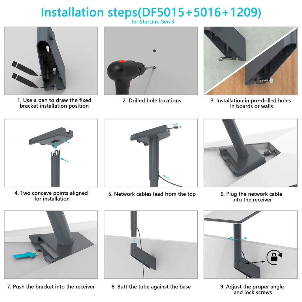 TIUIHU Starlink Mount,Adjustable Starlink Short Wall Mount,Starlink Pipe Adapter for Starlink Gen 3(V3)/Starlink Mini,Starlink roof Mount