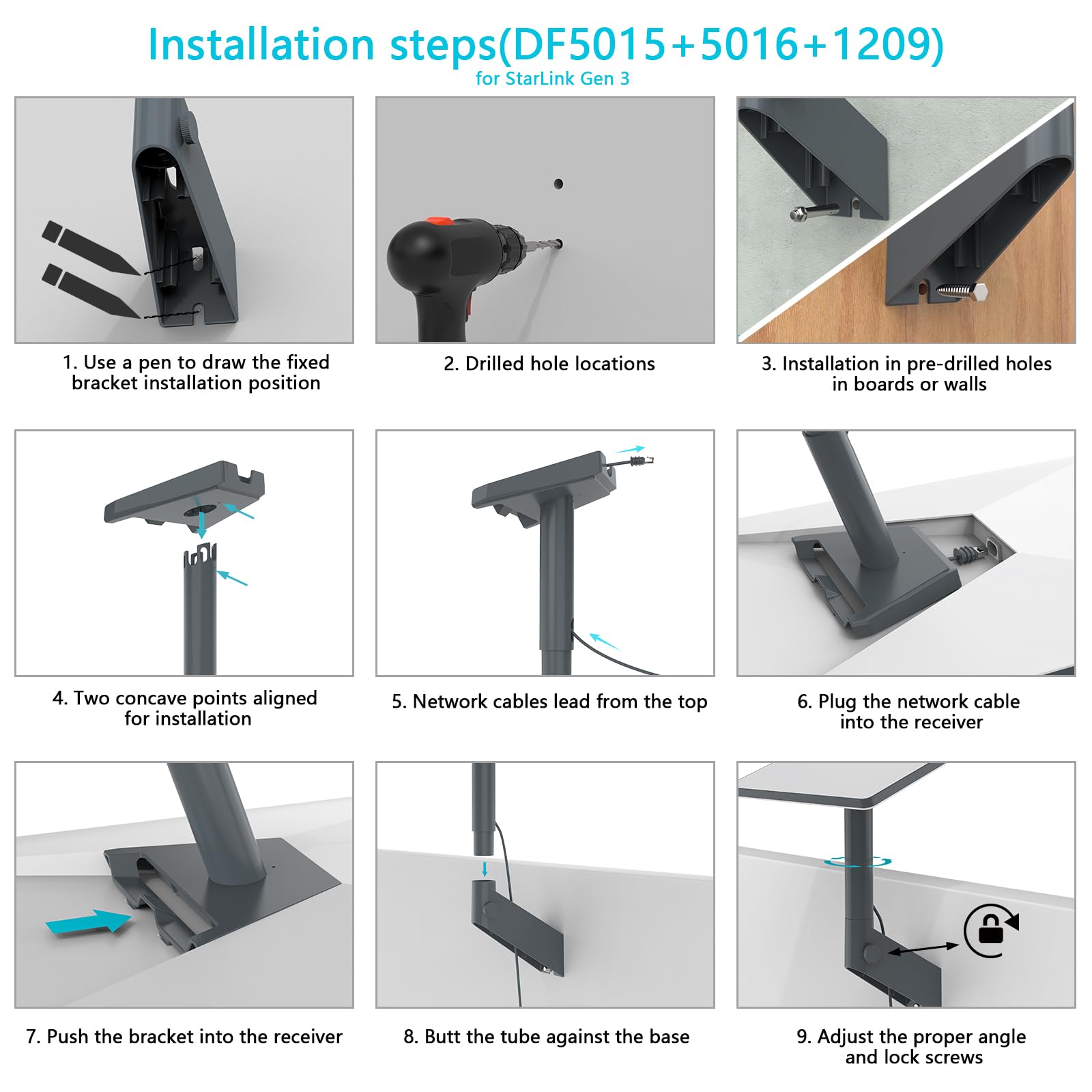 TIUIHU Starlink Mount,Adjustable Starlink Short Wall Mount,Starlink Pipe Adapter for Starlink Gen 3(V3)/Starlink Mini,Starlink roof Mount