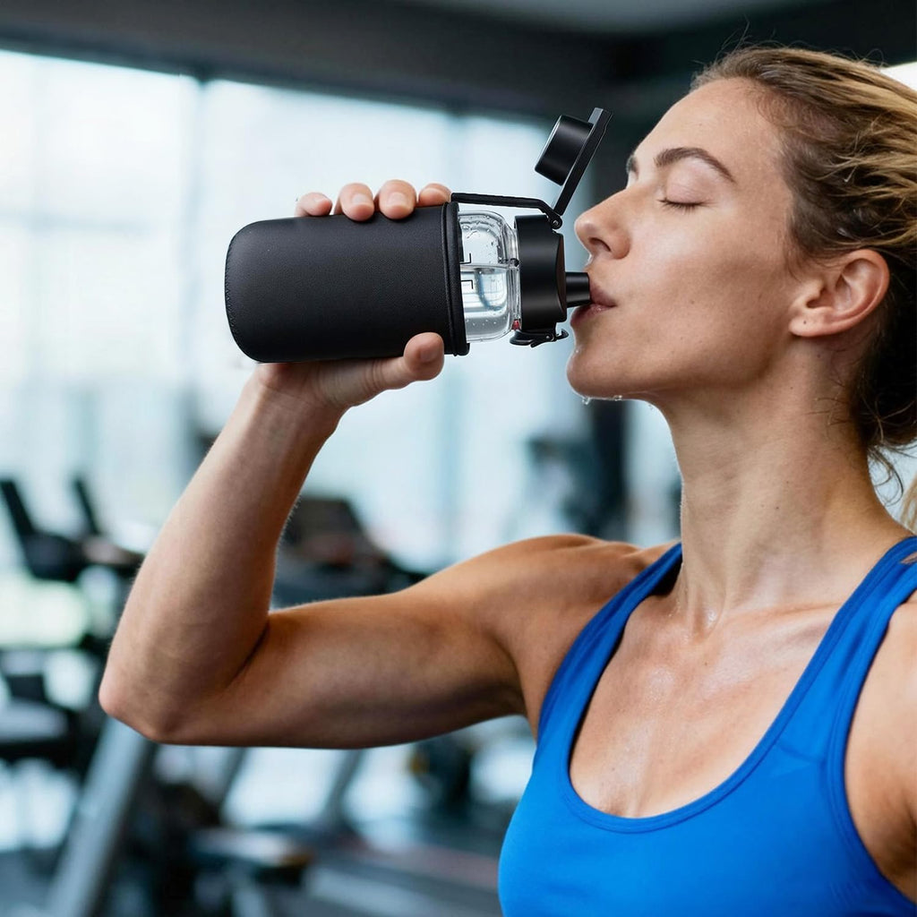 Neodaco 20 OZ Glass Shaker Bottle, Odorless Sport Water Bottle with 304 Stainless Steel Ball and Removable Cleaning Brush for Fitness Protein Mixes