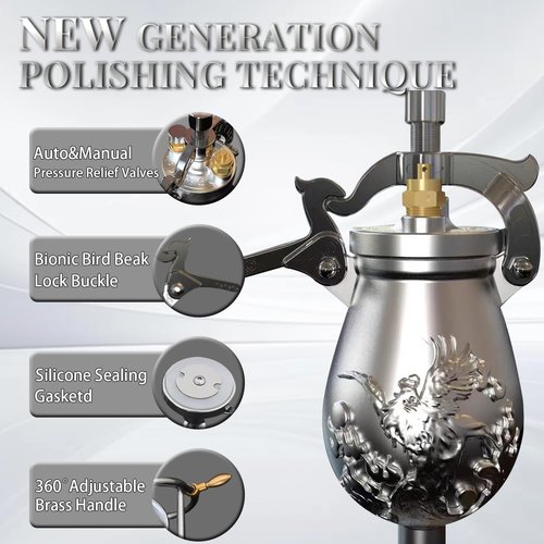 350ml Chinese Popcorn Maker, Chinese Popcorn Cannon Machine, High Pressure Popcorn Popper, Stainless Steel Popcorn Machine for Family Party Fun, Upgraded Bamboo Base and Bracket(with Gift Box&2 Bags)