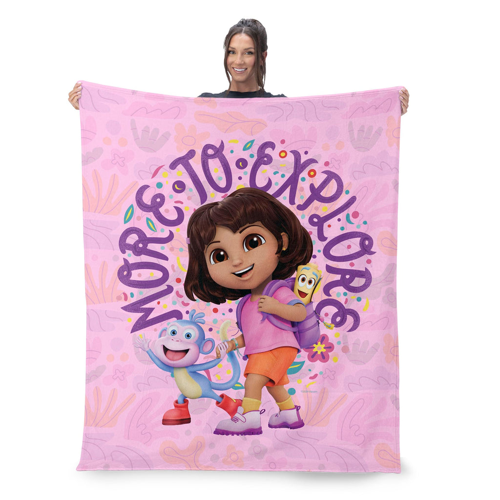 Northwest Dora The Explorer Running Dora Silk Touch Throw Blanket, Soft Fleece, Cartoon Character, 40 x 50 inches