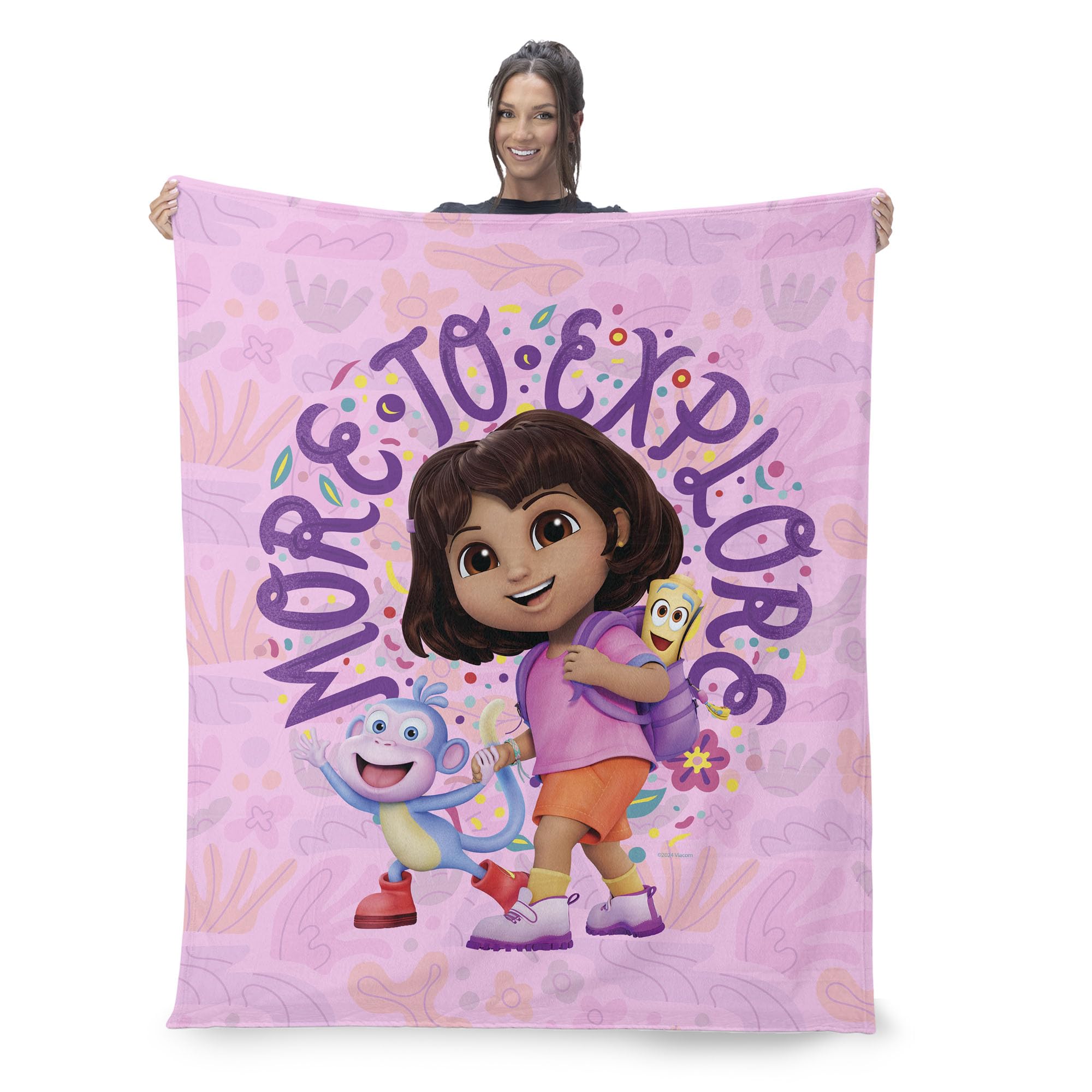 Northwest Dora The Explorer Running Dora Silk Touch Throw Blanket, Soft Fleece, Cartoon Character, 40 x 50 inches