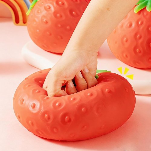 Giant Strawberry Squishy - Jumbo Squeezy Stress Ball for Adults | Slow Rise Fidget Toy (3.14 x 1.96 in)