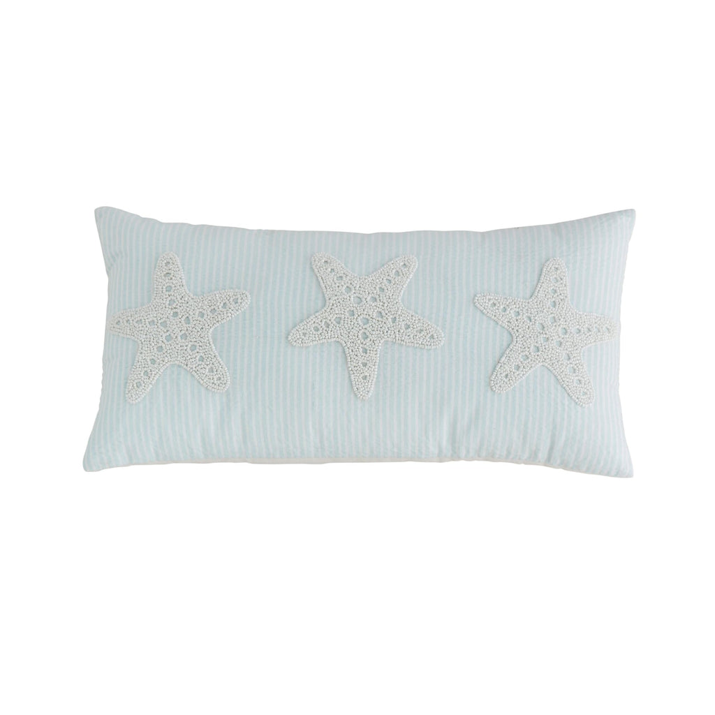 Mud Pie Starfish Sea Beaded Pillow; 11" X 22"