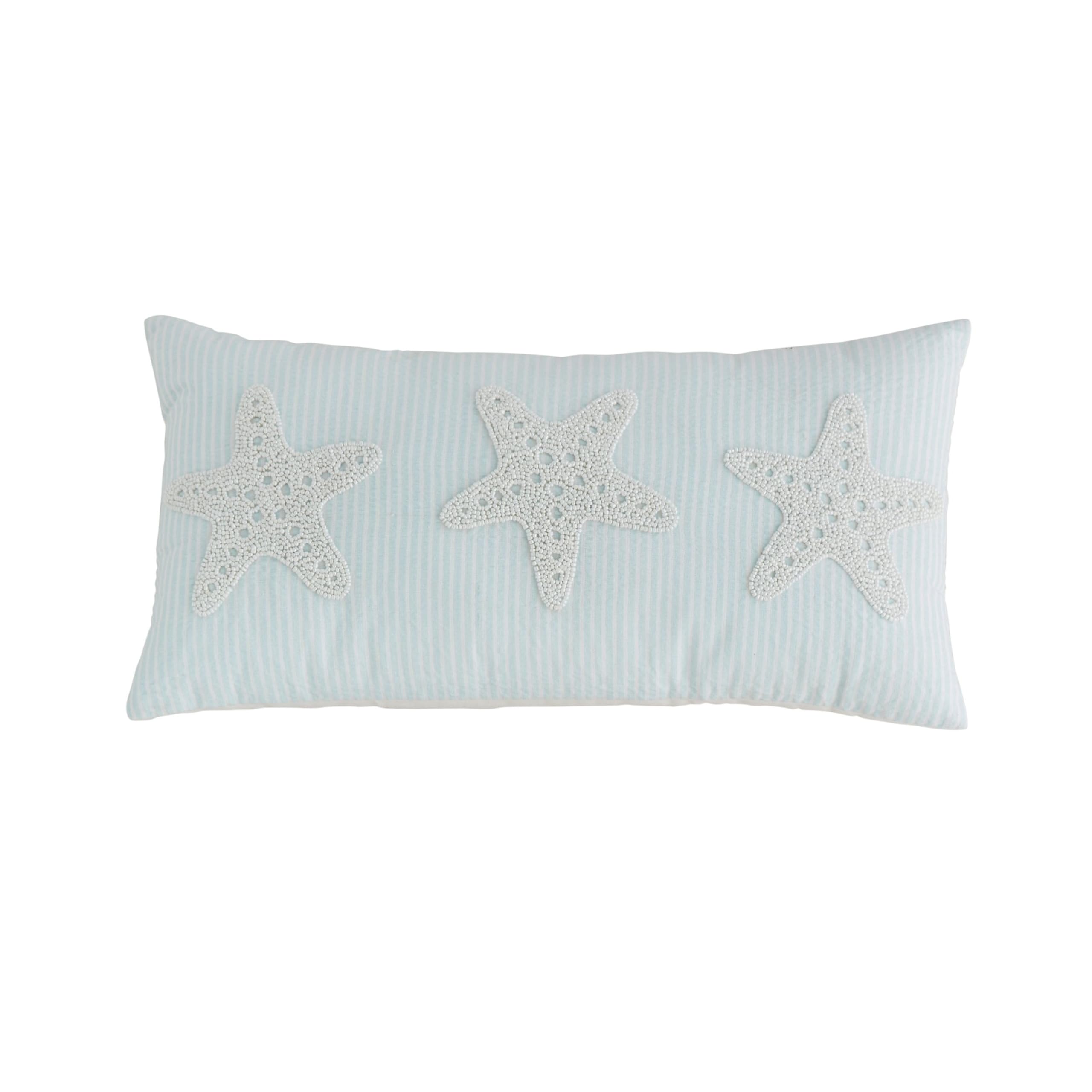 Mud Pie Starfish Sea Beaded Pillow; 11" X 22"