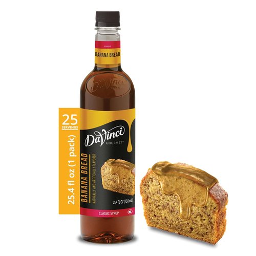 DaVinci Gourmet Banana Bread Syrup - Rich Flavor for Baking & Beverages | 25.4 Fl Oz