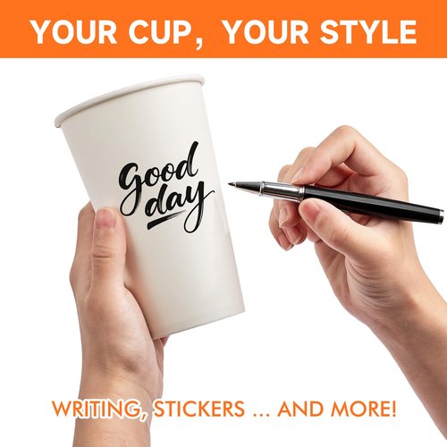 METAPRINT 100 Pack 12 oz Disposable Coffee Cups with Lids and Sleeves, Paper Coffee Cups for Hot/Cold Drinks, Leak-Proof To Go Cups with Lids for Home, Cafes, Events and Office