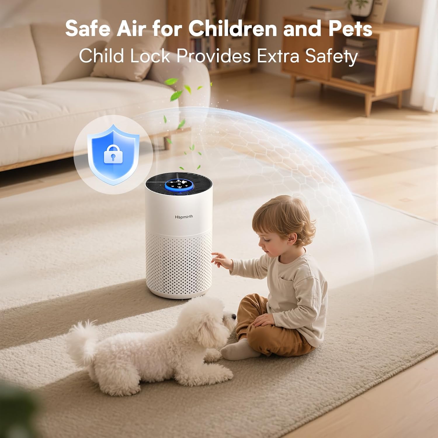 **H14 True HEPA Air Purifier by Upgraded | 360° Air Intake, Quiet Operation, Covers 1280ft² - White**