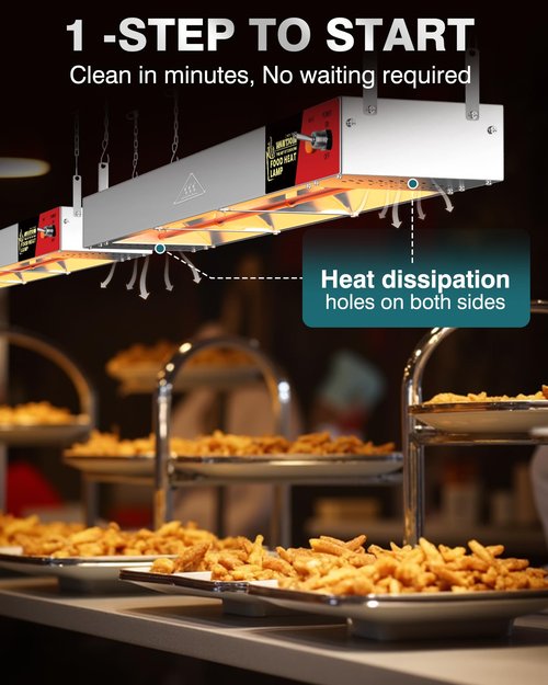 WantJoin Heat Lamp for Food - 36 Inch Hanging Commercial Food Heating Lamps Stainless Steel, Electric Warm Strip Heater for Cafeteria Restaurant Kitchen Service, 500W
