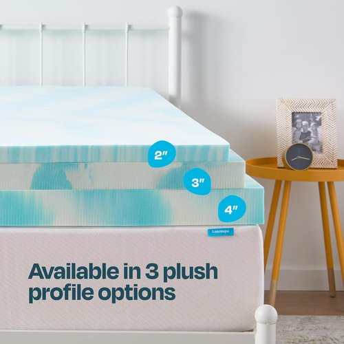 Linenspa 3 Inch Gel Memory Foam Mattress Topper - Queen Size, Cooling & Pressure Relieving, CertiPUR Certified