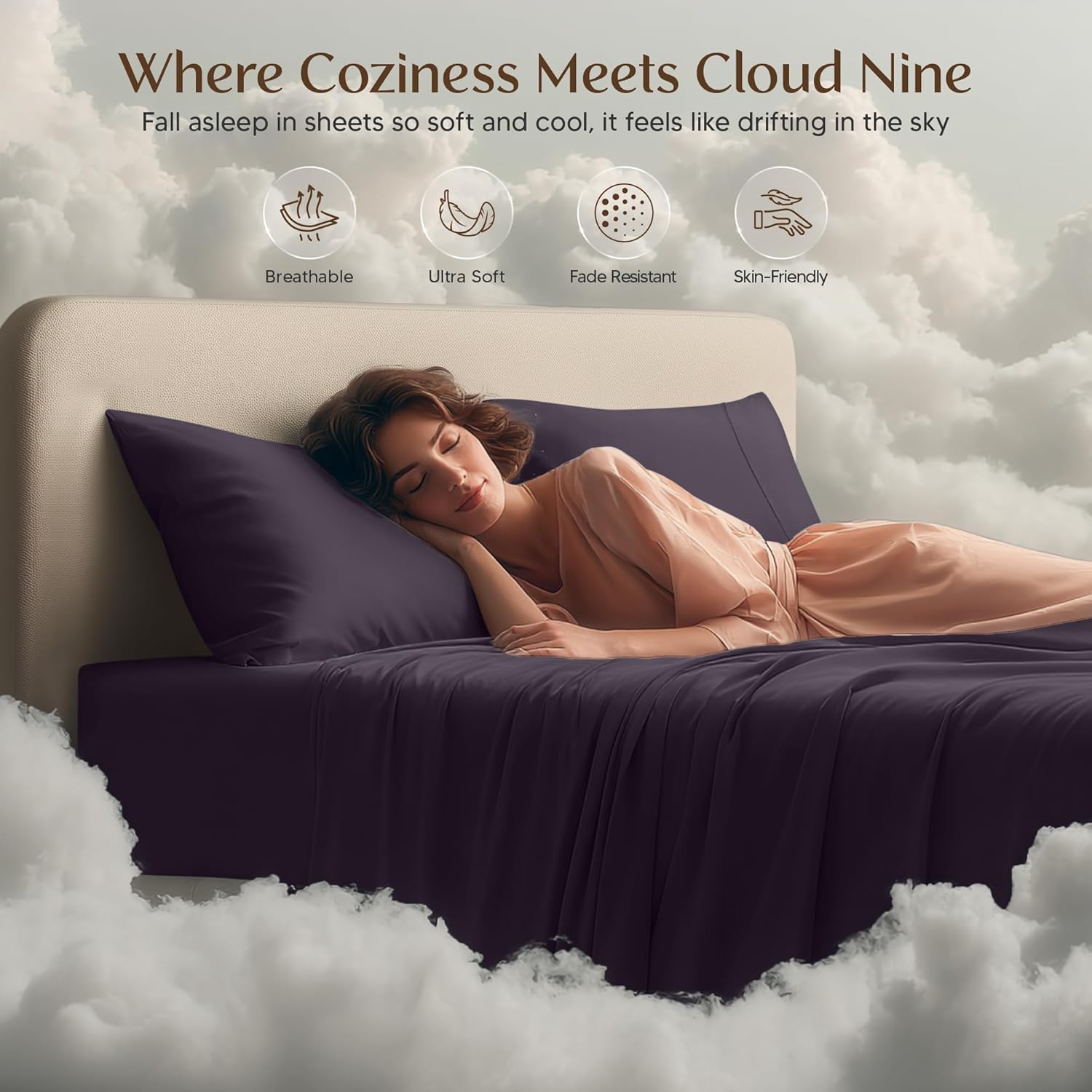 Utopia Bedding Twin Sheet Set - Soft & Breathable Microfiber | 3-Piece in Dark Purple
