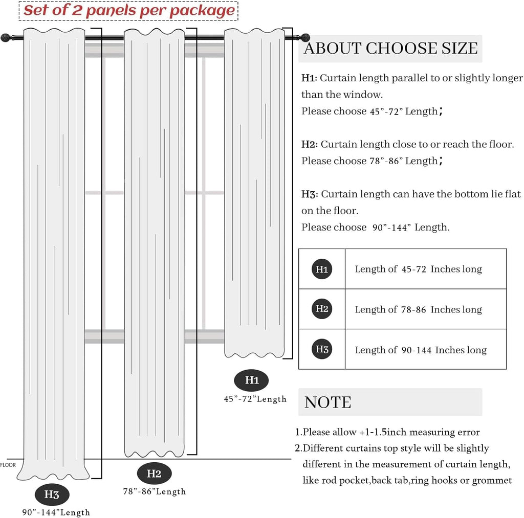 Skiennix 100% Blackout Curtains - 84 Inch Length, Thermal Insulated, Natural Cream | 2 Panels Set for Bedroom & Living Room