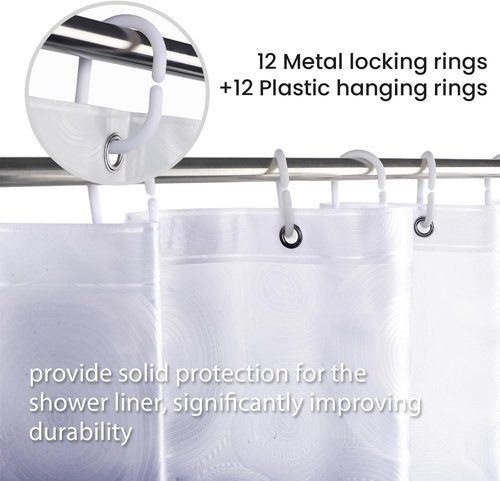 LiBa PEVA Shower Curtain Liner - 8G Waterproof, 72x72 Inch with Oceanic Gradient & Magnets