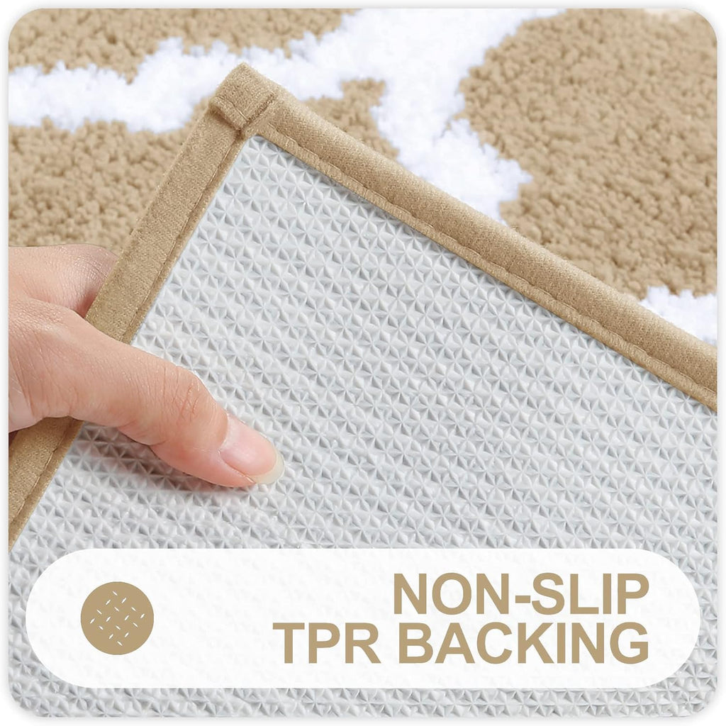 OLANLY Bathroom Rugs - Soft, Absorbent Microfiber Bath Mats | Non-Slip Shaggy Design, 30x20, Beige