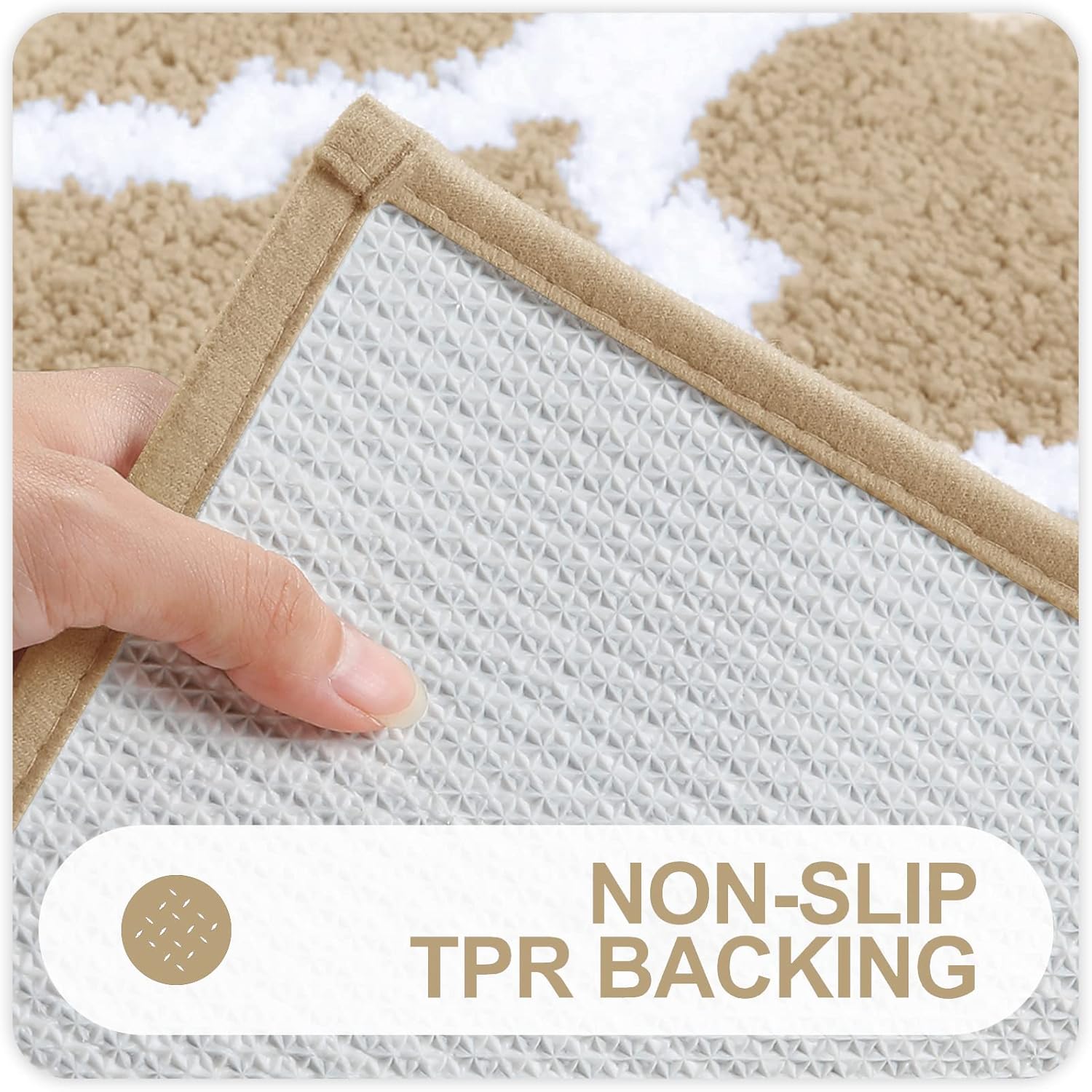 OLANLY Bathroom Rugs - Soft, Absorbent Microfiber Bath Mats | Non-Slip Shaggy Design, 30x20, Beige