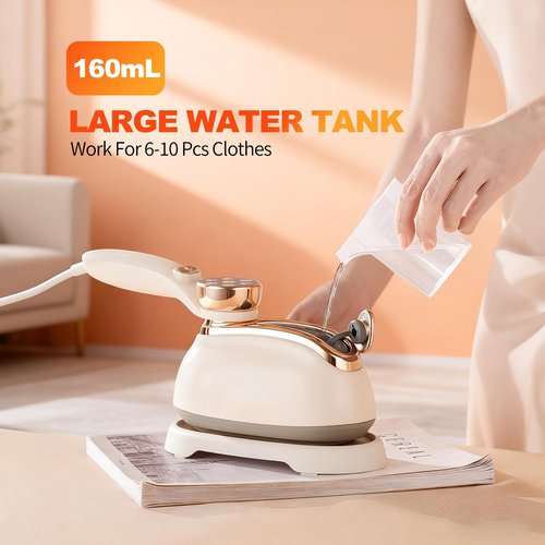 Travel Steamer for Clothes, 1200W Handheld Fabric Steamer for Clothes, 6 Modes with LCD Display, Powerful Wrinkle Remover for Home & Travel, 160ml Water Tank, 10S Fast Heat-Up, White, 1 Piece