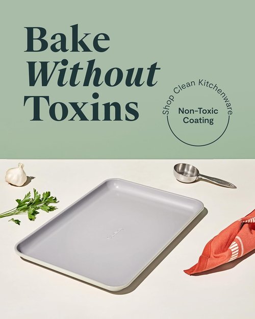 Caraway Non-Stick Ceramic Baking Sheet - Non-Toxic PTFE & PFOA Free - Ideal for Baking & Roasting - Medium (15" x 10") - Cream