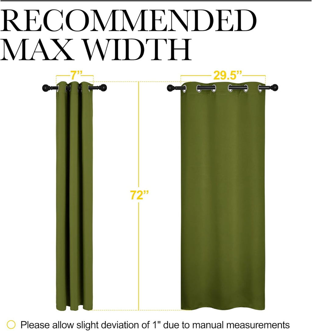 NICETOWN Blackout Curtain Panels - Thermal Insulated Draperies for Bedroom | Olive Green, 34x72 Inch (One Pair)