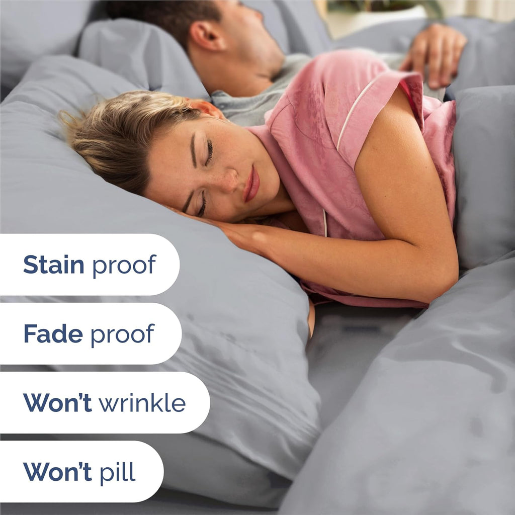 Split King Size Sheet Set by Hotel Luxury | 5-Piece Comfy, Breathable & Cooling Bedding - Deep Pockets, Wrinkle-Free - Oeko-Tex Certified, Steel Blue