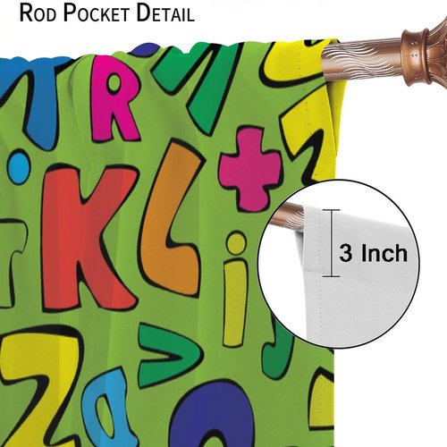 DDCBNS Kids Letters Curtains,Child Educational Alphabet Pattern Window Treatments for Living Room Bedroom Boys Girls Room Nursery Window Drapes 2 Panel Set Total Size 42" x 45"Green